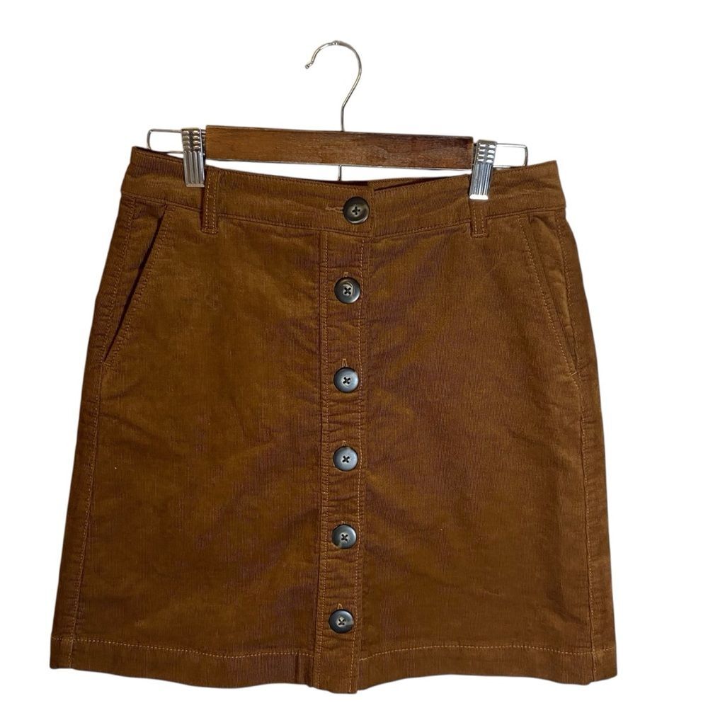 Cabi Brown Corduroy Skirt Size 4 Women's Button-Front High Waist Retro